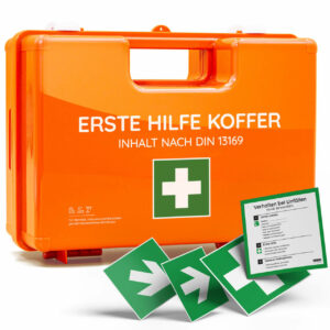 Erste-Hilfe-Koffer Inhalt nach DIN 13169, orange, mit Wandhalterung (AS-10002)-image